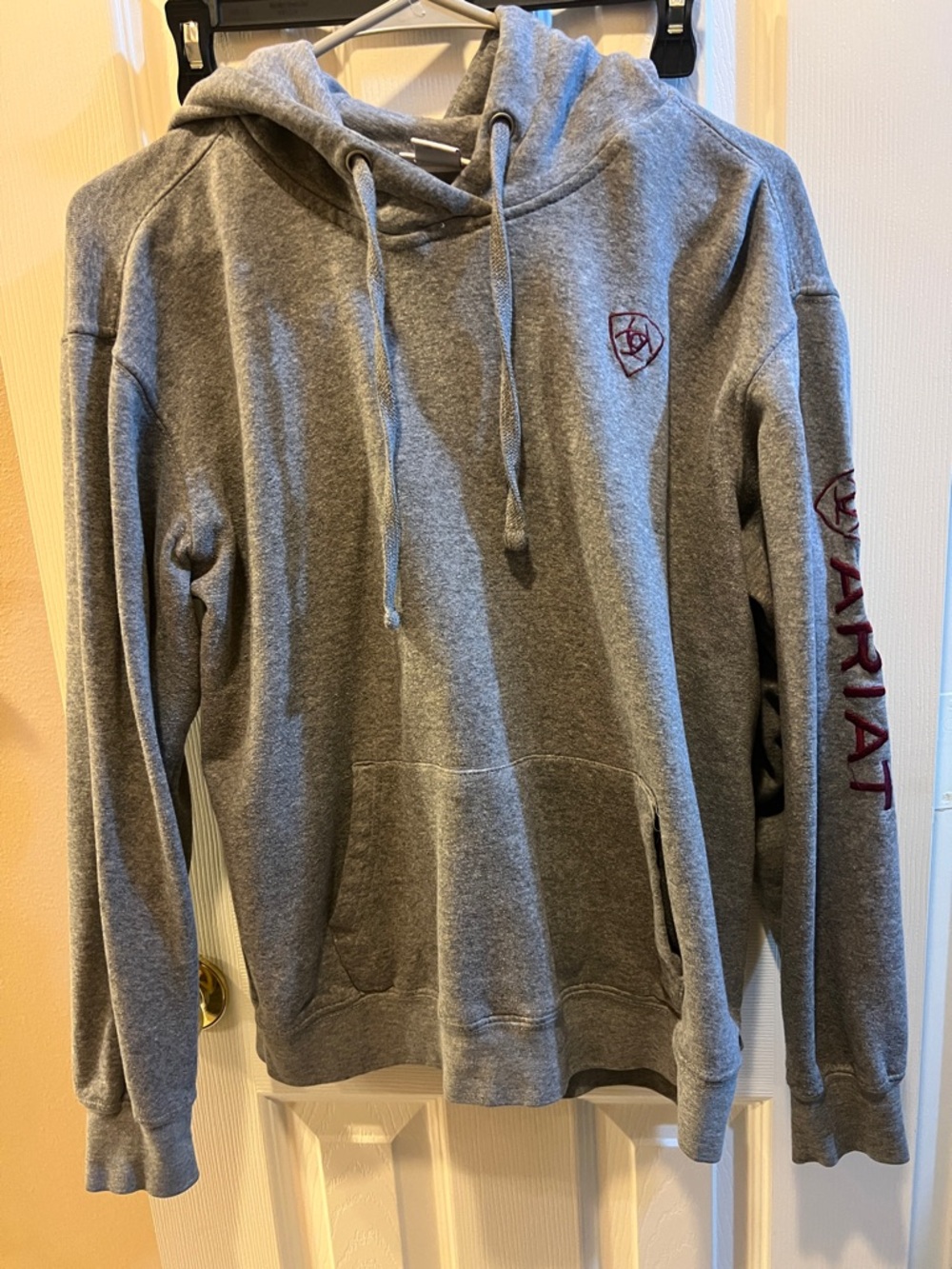 Ariat  Heather Gray Hoodie with Maroon Logo